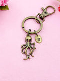 Bronze Octopus Charm Keychain, Silver in Option, Ocean Sea Fish Charm, N2573