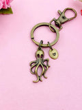 Bronze Octopus Charm Keychain, Silver in Option, Ocean Sea Fish Charm, N2573