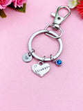 Silver I love you Charm Keychain, I love you Charm, Heart Charm Keyring, I Love You Heart Jewelry, Personalized Gift, Christmas Gift, N731