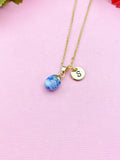 Blue Spot Jasper Charm Necklace, Natural Gemstone Jewelry N2798