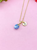 Blue Spot Jasper Charm Necklace, Natural Gemstone Jewelry N2798