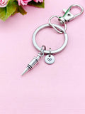 Silver Syringe Charm Keychain, Initial Charm, Medical Gift