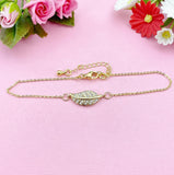 Leaf Bracelet, Mom Daughter Bracelet Gift, Beautiful Gold Leaf Cubic Zirconia Jewelry Gift, N4854