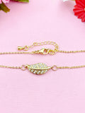 Leaf Bracelet, Mom Daughter Bracelet Gift, Beautiful Gold Leaf Cubic Zirconia Jewelry Gift, N4854