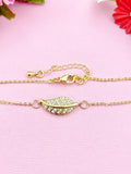 Leaf Bracelet, Mom Daughter Bracelet Gift, Beautiful Gold Leaf Cubic Zirconia Jewelry Gift, N4854