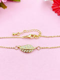Leaf Bracelet, Mom Daughter Bracelet Gift, Beautiful Gold Leaf Cubic Zirconia Jewelry Gift, N4854