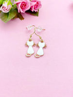 White Cat Earrings, Halloween Jewelry Gift, N2997