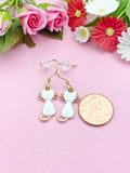 White Cat Earrings, Halloween Jewelry Gift, N2997