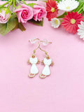 White Cat Earrings, Halloween Jewelry Gift, N2997