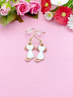 White Cat Earrings, Halloween Jewelry Gift, N2997