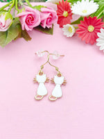 White Cat Earrings, Halloween Jewelry Gift, N2997