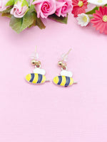 Gold Bumble Bee Earrings, Cute Yellow Bee Charm Earrings, Queen Bee Earrings, N3137