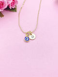 Gold Evil Eye Charm Necklace, N577B