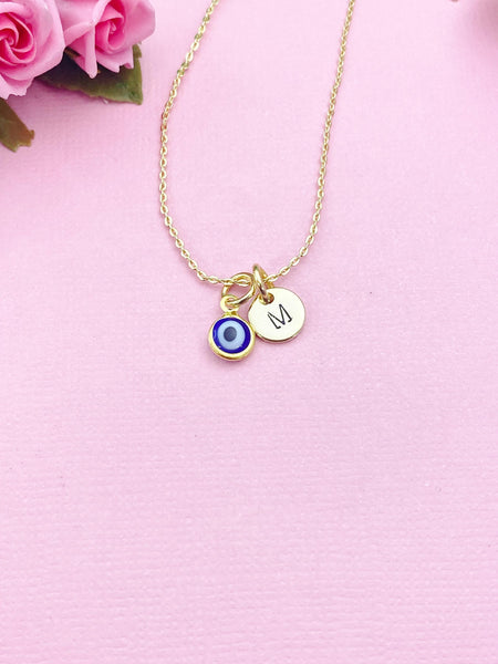 Gold Evil Eye Charm Necklace, N577B
