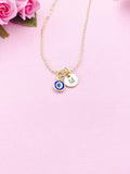 Gold Evil Eye Charm Necklace, N577B