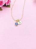 Gold Evil Eye Charm Necklace, N577B