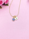 Gold Evil Eye Charm Necklace, N577B