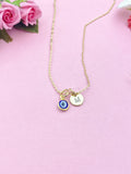 Gold Evil Eye Charm Necklace, N577B