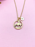 Gold Horse Charm Necklace, End Of Trail, Initial Charm