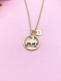 Gold Horse Charm Necklace, End Of Trail, Initial Charm