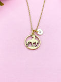 Gold Horse Charm Necklace, End Of Trail, Initial Charm