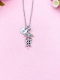 Silver Caduceus Charm Necklace, N761A