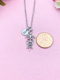 Silver Caduceus Charm Necklace, N761A
