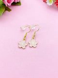 Gold Japanese Cherry Blossom Charm Earrings, Peach Plum Cherry Blossom Flower Charm, Sakura Earrings, N2690