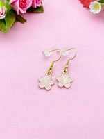 Gold Japanese Cherry Blossom Charm Earrings, Peach Plum Cherry Blossom Flower Charm, Sakura Earrings, N2690