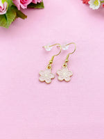 Gold Japanese Cherry Blossom Charm Earrings, Peach Plum Cherry Blossom Flower Charm, Sakura Earrings, N2690