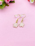 Gold Japanese Cherry Blossom Charm Earrings, Peach Plum Cherry Blossom Flower Charm, Sakura Earrings, N2690