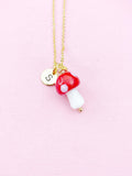 Mushroom Necklace, Red Mushroom Charm, N5037
