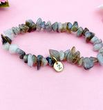 Labradorite Bracelet, Natural Labradorite Stretch Bracelets, Gold Jewelry, N6104