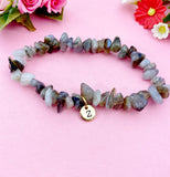 Labradorite Bracelet, Natural Labradorite Stretch Bracelets, Gold Jewelry, N6104