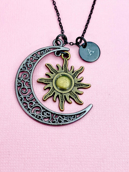 Black Moon and Sun Charm Necklace Christmas Gifts, N2090C