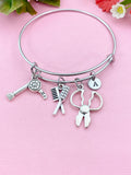 Hair Dryer Comb Scissor Charm Bracelet, Cosmetology Graduation Gift N 6108