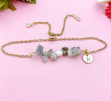 Labradorite Pearl Bracelet, Gold Natural Labradorite Gemstone Jewelry, N6116A