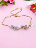Labradorite Pearl Bracelet, Gold Natural Labradorite Gemstone Jewelry, N6116A