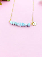 Larimar Necklace, Gold Necklace, Natural Larimar Gemstone Jewelry, N6117