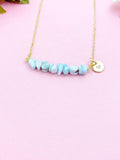 Larimar Necklace, Gold Necklace, Natural Larimar Gemstone Jewelry, N6117