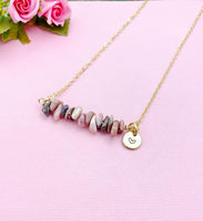 Rhodochrosite Necklace, Gold Necklace, Natural Rhodochrosite Gemstone Jewelry, N6119