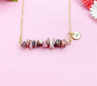Rhodochrosite Necklace, Gold Necklace, Natural Rhodochrosite Gemstone Jewelry, N6119