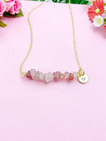 Strawberry Quartz Necklace, Gold Necklace, Natural Strawberry Quartz Gemstone Jewelry, N6120
