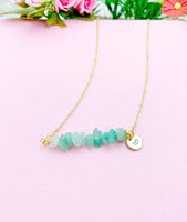 Green Aventurine Necklace, Gold Necklace, Natural Green Aventurine  Gemstone Jewelry, N6121