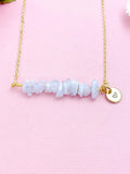 Blue Lace Agate Necklace, Gold Necklace, Natural Blue Lace Agate Gemstone Jewelry, N6122