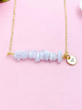 Blue Lace Agate Necklace, Gold Necklace, Natural Blue Lace Agate Gemstone Jewelry, N6122