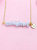 Blue Lace Agate Necklace, Gold Necklace, Natural Blue Lace Agate Gemstone Jewelry, N6122