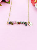 Tourmaline Necklace, Gold Necklace, Natural Tourmaline Gemstone Jewelry, N6123