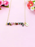 Tourmaline Necklace, Gold Necklace, Natural Tourmaline Gemstone Jewelry, N6123