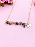 Tourmaline Necklace, Gold Necklace, Natural Tourmaline Gemstone Jewelry, N6123
